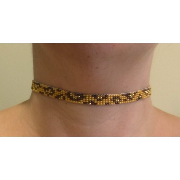 Hand Crafted Jewelry - Loom Beaded Choker Animal Print